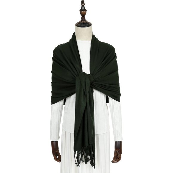 ⚡Women Army Green Pashmina Shawl Evening Dress Bridesmaid Winter Warm Long Scarf - Picture 4 of 8